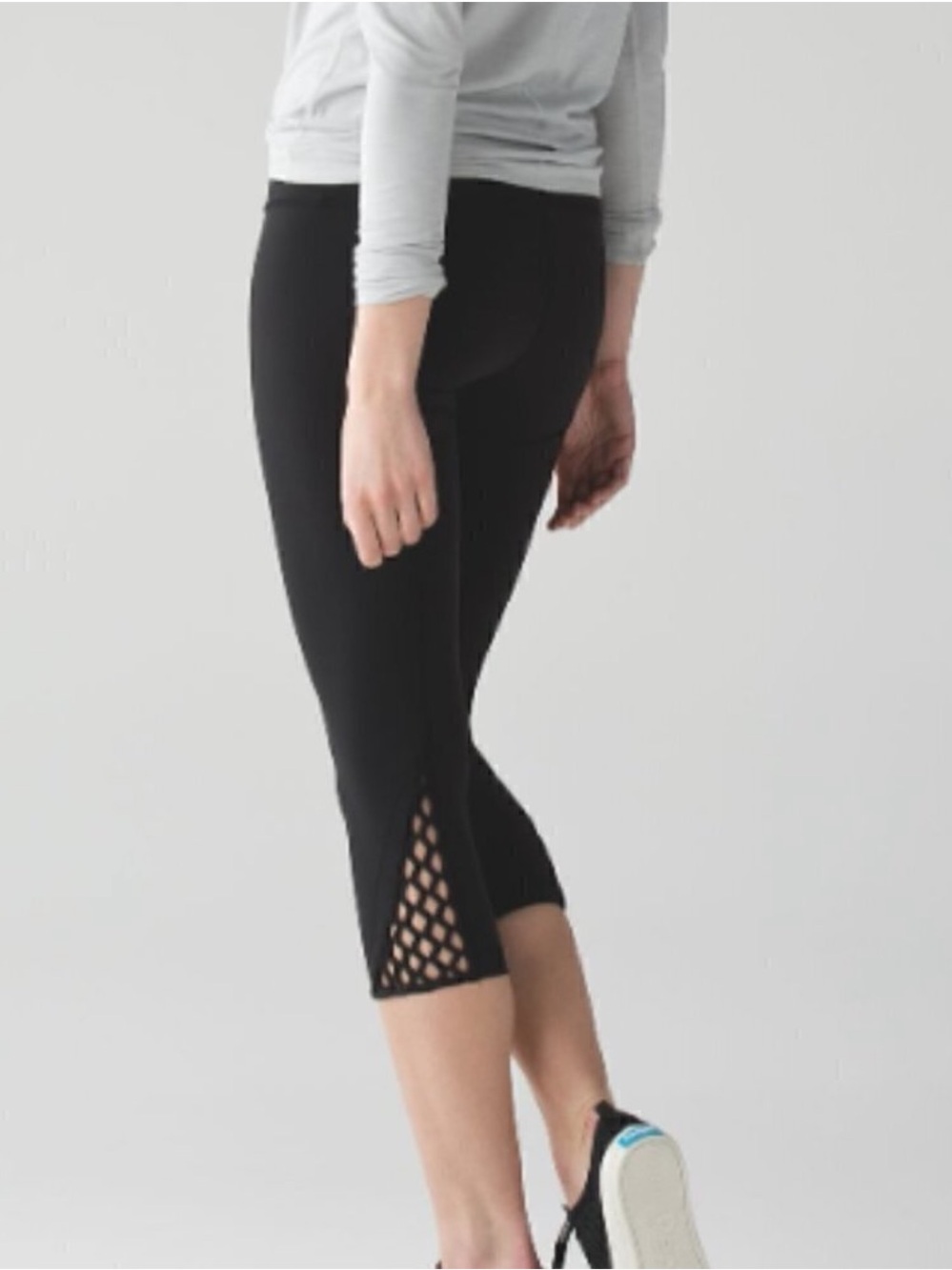 lululemon athletica Black Cropped Leggings with Lattice Ankles